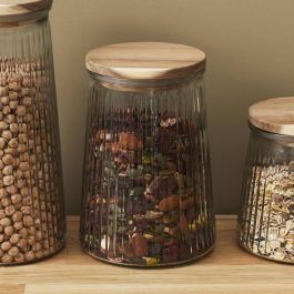 Home Deco Factory Bote Con Tapa Acacia 950 Ml Cocooning Vidrio