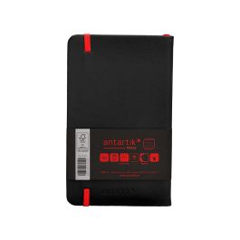 Cuaderno Con Gomilla Antartik Notes Tapa Dura A6 Hojas Rayas Negro Y Rojo 100 Hojas 80 gr Fsc