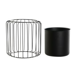 DKD Home Decor Macetero Urban de Metal Negro 26 x 26 x 26 cm