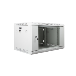 Lanberg Armario de Red Bastidor de Pared 19 pulgadas 6U 600x450mm con Puerta de Vidrio y Capacidad 60 kg Gris