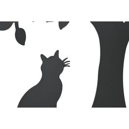 DKD Home Decor Decoración de Pared Shabby Diseño Árbol Gato Metal Negro 60x60 cm (4 Unidades)