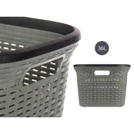 Cesta Plastico Rattan Ropa 36L Gris Kipit 36X25CM (12 Unidades) Cesta Plastico Rattan Ropa 36L Gris Kipit 36X25CM (12 Unidades)