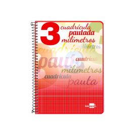 Cuaderno Espiral Liderpapel Cuarto Pautaguia Tapa Dura 80H75 gr Cuadro Pautado 3 mm Con Margen 6 unidades