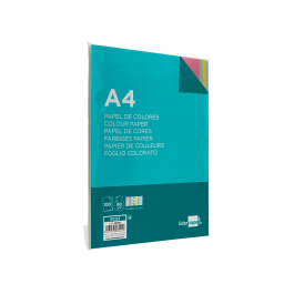 Liderpapel Papel Color A4 80gr Paquete 100 Hojas 4 Colores Surtidos