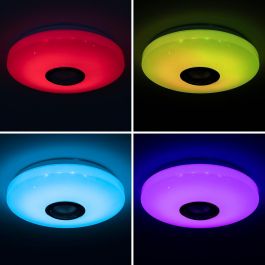 Innovagoods V0103688 Plafón LED Circular con Altavoz Bluetooth 5.2 RGB Regulable y Mando + App, Ø 29x7 cm