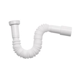 Mirtak Sifón extensible con tuerca de plástico 1" 1/4", PVC, 3.17 cm, Blanco