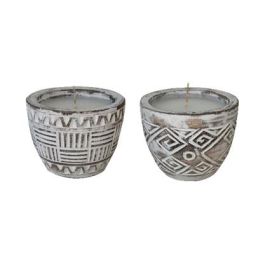 DKD Home Decor Vela Boho Blanco Marron 15 x 15 x 15 cm (2 Unidades) Precio: 27.50000033. SKU: S3038542