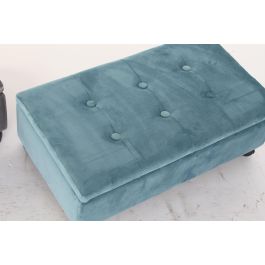 DKD Home Decor Descalzadora Baúl Glam Viridian Verde Azulado Gris Poliéster Álamo 39.5x70x24.5 cm Altura Asiento 24.5 cm Soporta 140 kg (2 Unidades)