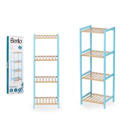 Berilo Estanteria Cuadrada 4 Estantes Bambú Azul 35 x 100 x 30 cm