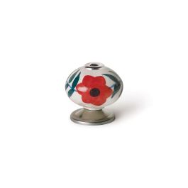 Blister con 4 pomos redondos para mueble fabricado en porcelana acabado flor rojo mod. e500 ø40mm rei Precio: 9.68999944. SKU: S7912586