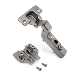 Emuca Lote de 20 bisagras supercodo X91 con cierre suave y suplementos Euro, Altura 0, Acero, Titanio