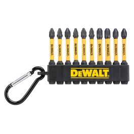 Dewalt Juego de 10 Puntas Flextorq 57 mm PZ2, PZ3, PH2 con Mosquetón, en Bote de 50 Unidades Dewalt Juego de 10 Puntas Flextorq 57 mm PZ2, PZ3, PH2 con Mosquetón, en Bote de 50 Unidades