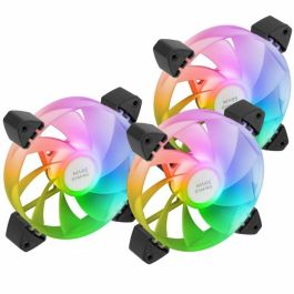 Mars Gaming MF-3AR Pack 3 Ventiladores PC 120mm ARGB 360º Aspas Invertidas FDB Ultrasilenciosos Comp. Aura Sync