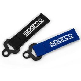 Sparco S099070AZ Llavero de Cuero Real Azul con Anillo Estilo Arnés de Carreras para Entusiastas del Automovilismo