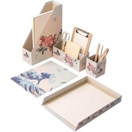 ERIK Set Organizador de Escritorio Japanese Art con Carpeta, Bandeja, Lapicero y Organizador de Sobremesa