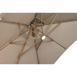DKD Home Decor Parasol Terraza Jardín Beige Champán 350x280x286 cm con LED Solar Giratorio 360º Plegable Poliéster 220gsm Aluminio