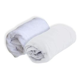 DOUX NID Lote Sábana Ajustable Elástica y Protector de Colchón para Cuna Bebé 70x140 cm Blanco Precio: 30.59000032. SKU: S7100646