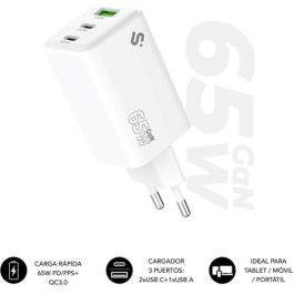 Subblim SUBCHG-6G6530 Cargador GaN de Pared 65W con 2 USB-C (PD 3.0) y 1 USB-A (QC 3.0) Carga Rápida 3 Dispositivos Simultáneos Universal Blanco Precio: 28.69000024. SKU: B1ECX3AHKV