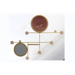 DKD Home Decor Perchero de Pared Urban de Metal Dorado y Rosa para Decoración del Hogar - 49 cm Ancho x 39 cm Alto x 5 cm Fondo - Juego de 4 Unidades