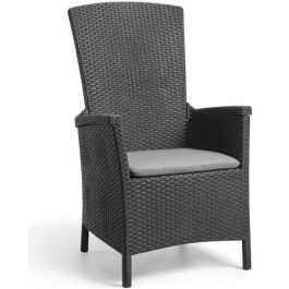 VERMONT Sillón multiposición en resina tejida de ratán - Gris