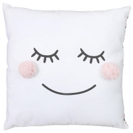 Home Deco Kids Cojín Pompón Vallee Outlet 40x40 cm Cara con Pompones y Flores