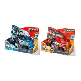 Lanzador launcher truck t-racers mix ‘n race (ice truck o fire truck) incluye coche y banderas 10x16,8x22,5cm - modelos surtidos