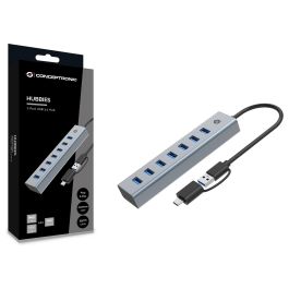 Conceptronic HUBBIES21G Hub USB 3.0 Gris 7 Puertos USB-A Macho USB-C Macho 5 Gbps