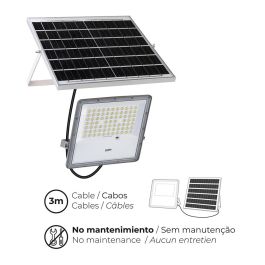 Edm Foco Proyector LED Solar 200W 1500 lm Luz Fría IP65 Control Remoto Incluido