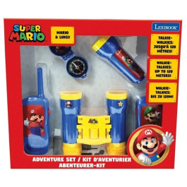 Lexibook Set Aventurero Super Mario Nintendo con Walkie-Talkies, Prismáticos, Linterna y Brújula
