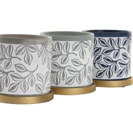 DKD Home Decor Maceta Shabby Gris Verde 13x14x13 cm (12 Unidades)