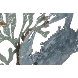 DKD Home Decor Decoración de Pared Mediterráneo Azul Dorado Metal 50 x 50 cm (4 Unidades)