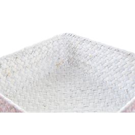 DKD Home Decor Cesta Mediterraneo Boho Bicolor Rosa Azul Celeste Fibra Poliéster 26x26x9 cm Set de 4 piezas
