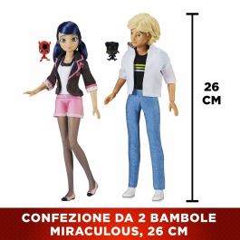 Bandai P50377 Pack de 2 Muñecos Miraculous Marinette y Adrien 26 cm
