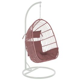 DKD Home Decor Sillón Colgante Terraza Jardín Ratán Sintético Acero, Base y Cojines, Desmontable, 120kg, Terracota Blanco, 60x80x100cm Precio: 301.69000059. SKU: B1HQAKLLSG