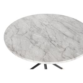 DKD Home Decor Mesita Auxiliar Blanco Negro 80 x 80 x 76 cm MDF Metal Simil Marmol