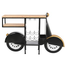 DKD Home Decor Botellero Urban Moto Negro y Dorado de Hierro y Abeto 36 x 92 x 134 cm