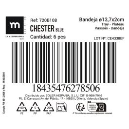 Bandeja Redonda Chester Blue 13.7 cm - Inde (24 Unidades) Bandeja Redonda Chester Blue 13.7 cm - Inde (24 Unidades)