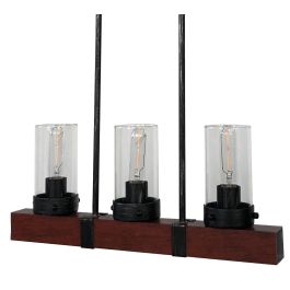 DKD Home Decor Lámpara Techo Loft Marrón Negro Aluminio Cristal E27 3 Bombillas Max. 50W Cable 125cm 11x20x50 cm