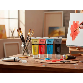 Liderpapel Pintura Acrílica Caja de 6 Tubos de 75 ml Colores Básicos