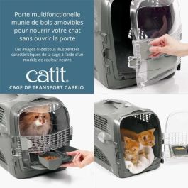 Cat It Jaula de transporte Cabrio para Gatos, multifuncional, con cinturón de seguridad, piso antideslizante, Azul gris (51x33x35 cm)