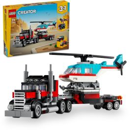 Lego Creator Juego de Construcción: Camión Plataforma con Helicóptero para Niños y Niñas, Edad Mínima 7 Años