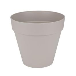 Elho Loft Urban Maceta redonda con ruedas, autorriego integrado, diámetro 50 cm, Gris cálido