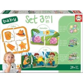 Educa Baby Set 3 en 1: Juegos Educativos Desarrollo Niños 24+ Meses - Rompecabezas Baby Colors y Baby Logic con Piezas Grandes y Gruesas