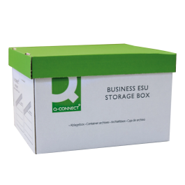 Q-connect Cajón de Archivo Definitivo A4 Lomo 100mm, Cartón 100% Reciclado, Montaje Automático, Medidas Interior 327x387x250mm