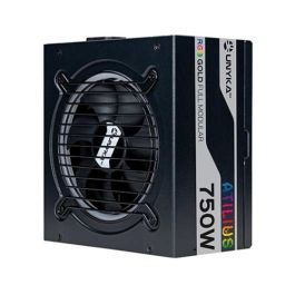 Unykach Atilius Gaming Fuente de Alimentación Gaming ATX 750W Modular, Negro, 90% Eficiencia, Ventilador 120mm, Protección de Sobrecarga