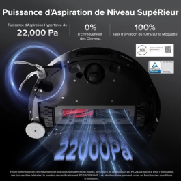 Roborock ROB1742563566143 Robot Aspirador Negro 22.000 Pa Antienredos DuoDivide Diseño Ultrafino Cepillo FlexiArm