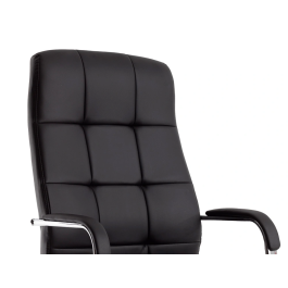 Q-connect Silla de Dirección en Similpiel Negra con Base Metálica Cromada, Mecanismo, Reposabrazos Cromados, Altura Máx 1250 mm, Ancho 610 mm, Profundidad 700 mm, Ruedas Premium