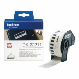 Cinta de Película Continua Brother DK22211 29 mm Negro Negro/Blanco Blanco Cinta de Película Continua Brother DK22211 29 mm Negro Negro/Blanco Blanco