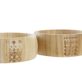 DKD Home Decor Bol de Bambú Natural Estilo Colonial África 15x15x5.5 cm Juego de 4 Unidades