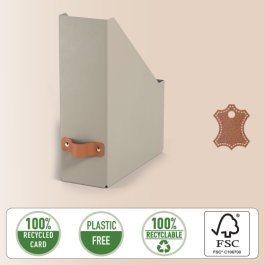 Leitz 24710012 Pack 2 Revisteros de Cartón A4 Beige Apilables - Organizador de Folletos y Catálogos Certificado FSC